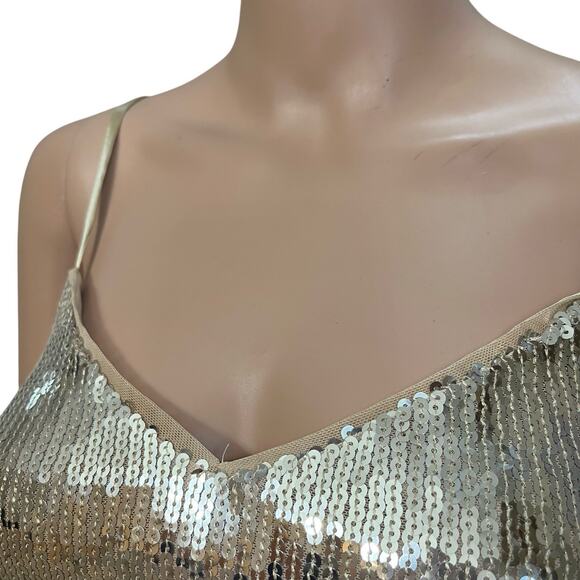 Lulus Perfectly Glowing Sequin Feather Tank Top XS Cropped Holiday Concert - Picture 3 of 11